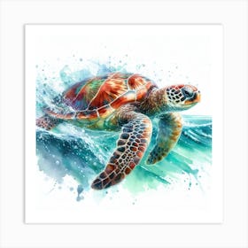 Sea Turtle Watercolour Art Print 3 Art Print