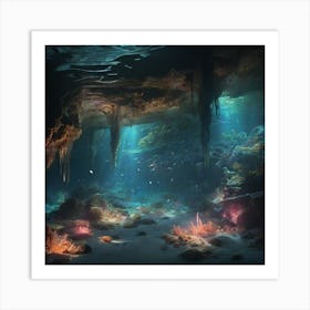 Underwater cave Art Print