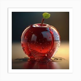 Red Apple With Water Droplets Art Print