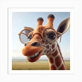 Giraffe With Glasses 2 Art Print