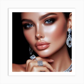 Beautiful Woman With Diamonds Art Print