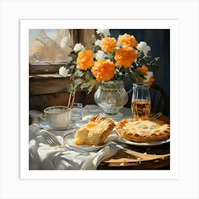 Pie And Flowers Art Print