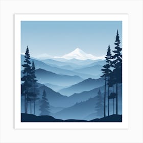 Misty mountains background in blue tone 40 Art Print