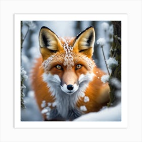 Fox In The Snow 14 Art Print