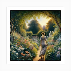 Woman In A Garden 6 Art Print