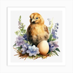 Chick In The Nest Art Print