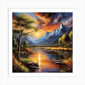 Sunset By The River 5 Art Print