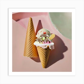 Ice Cream Cones in Summer and winter Art Print