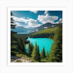 Turquoise Lake In The Mountains Art Print