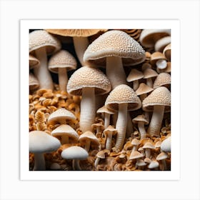 Mushrooms On Black Background 1 Art Print