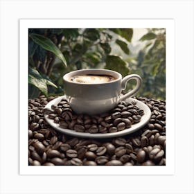 Coffee Cup On Coffee Beans 16 Art Print