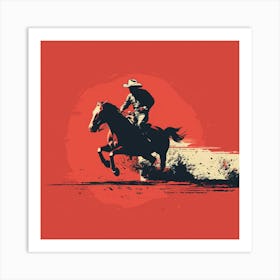 Cowboy Riding A Horse Art Print