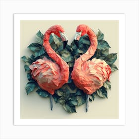 Paper Flamingos Art Print