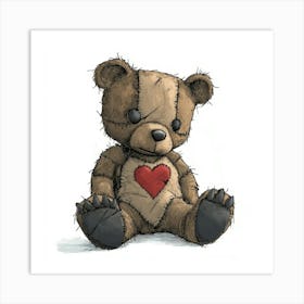 Heart Teddy Bear Art Print