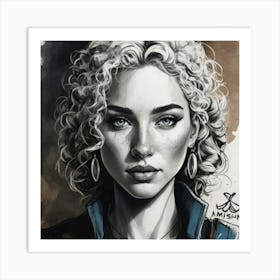 Girl With Curly Hair Art Print