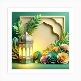 Ramadan Lantern And Flowers Art Print