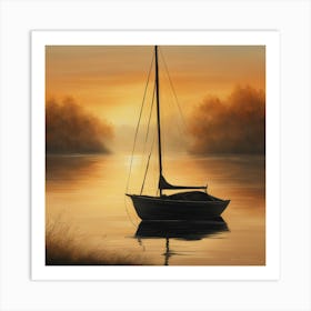 Sailboat At Sunset 5 Art Print