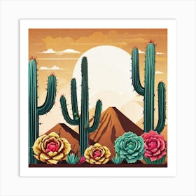 Cactus In The Desert 1 Art Print