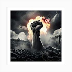 A Clenched Fist Raised In A Striking Gesture Of Protest Embodying Both The Power And Aggression Of 2 1 Art Print