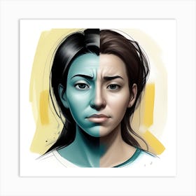 Two face woman Art Print