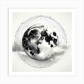 Earth Moon - Abstract Line Art Illustration 115 Art Print