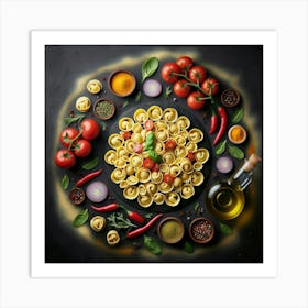 Italian Food In A Circle Art Print