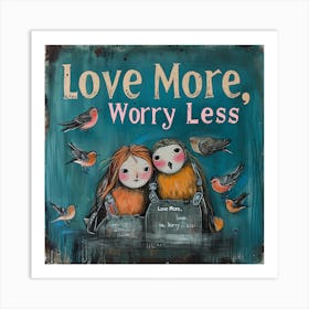 Oneeline42 Love And Anxiety With The Text Love More Worry Less Art Print