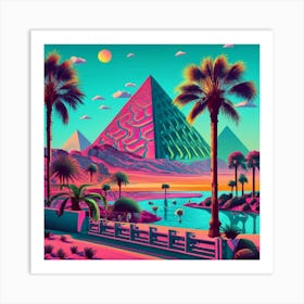 Pyramids And Palm Trees 1 Art Print