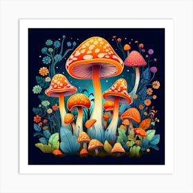 Mushrooms In The Night 2 Art Print