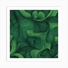 Abstract Green Leaves Art Print