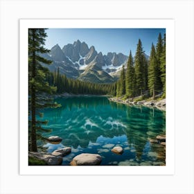 Blue Lake In The Mountains Art Print