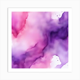 Beautiful pink lavender abstract background. Drawn, hand-painted aquarelle. Wet watercolor pattern. Artistic background with copy space for design. Vivid web banner. Liquid, flow, fluid effect. 1 Art Print
