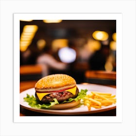 Burger And Fries Art Print