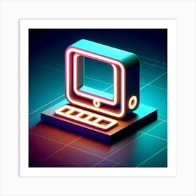 Neon Computer Icon 3 Art Print