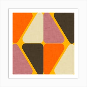 Retro Color Block Triangle Orange Square Art Print