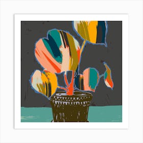 Colorful Plant Pot Square Art Print