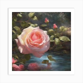 Roses By The Water Art Print