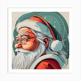 Christmas Santa Claus Portrait Drawing Art Print