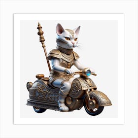 Cat On A Motorcycle 3 Art Print