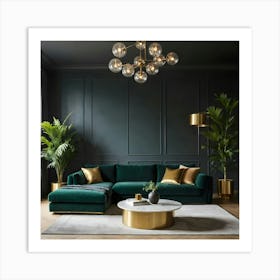 Emerald Green Velvet Sofa Art Print