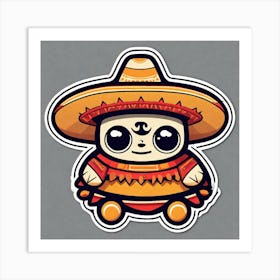 Mexican Sombrero And Pancho Sticker 2d Cute Fantasy Dreamy Vector Illustration 2d Flat Center (64) Art Print