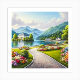 Lakeside Garden 1 Art Print