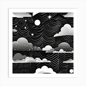 Black And White Clouds Art Print