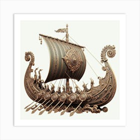 Ornate Viking Ship Scandinavian  Art Print