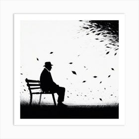 Man Sitting On A Bench Art Print