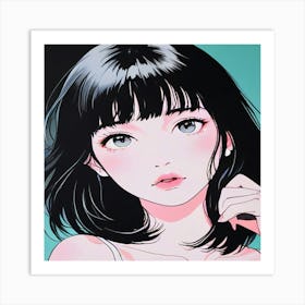 Girl With Black Hair Art Print