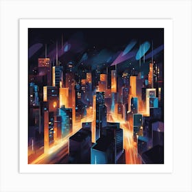 Cityscape At Night 8 Art Print