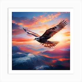 Eagle In Flight, A Bird Soaring Freely In The Sky Representing Freedom And Boundless Possibilities 1 Art Print