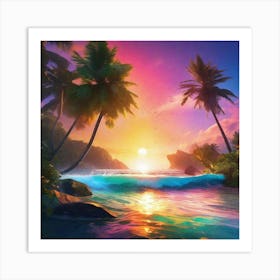 Sunset At The Beach 41 Art Print