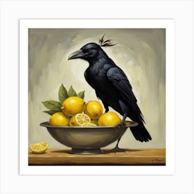 Crow With Lemons Art Print